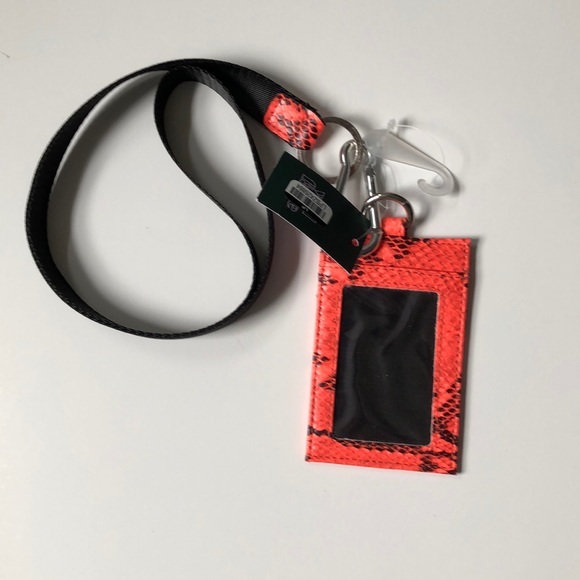 Neon Orange Snake Print Lanyard Name Tag - Picture 3 of 3